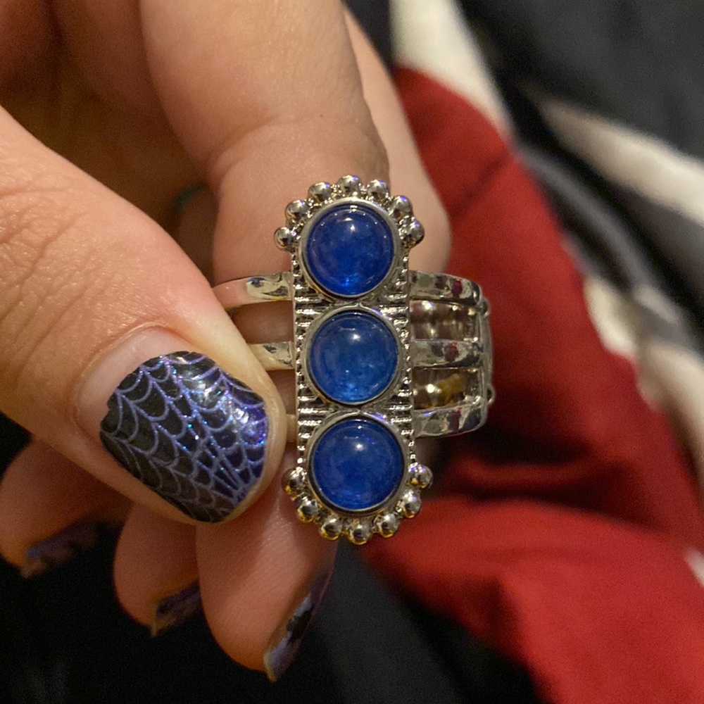 Blue 3 Stone Ring